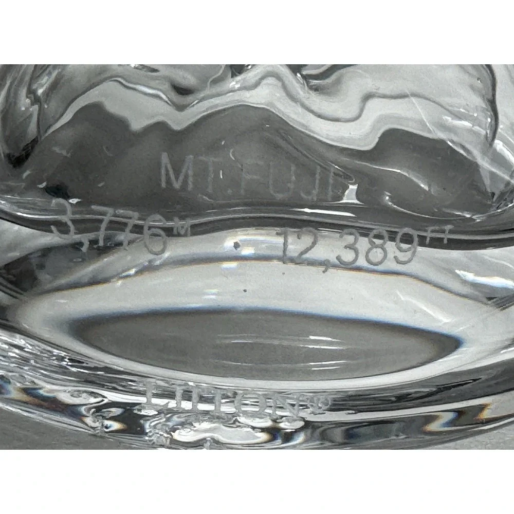 Liiton Mt Fuji Set Of 2 Whiskey Rocks  Glasses Crystal EUC Etched Mountain